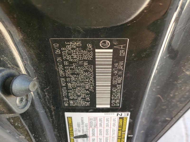 66634366 :رقم المزاد ، JTHFE2C26A2504822 vin ، 2010 Lexus Is مزاد بيع