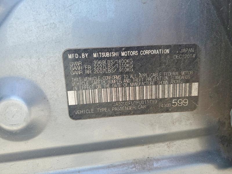 63834886 :رقم المزاد ، JA32U2FU1FU011799 vin ، 2015 Mitsubishi Lancer مزاد بيع
