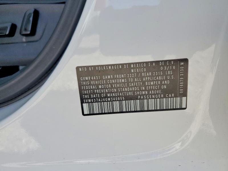 66067316 :رقم المزاد ، 3VW637AJ4GM340855 vin ، 2016 Volkswagen Jetta مزاد بيع