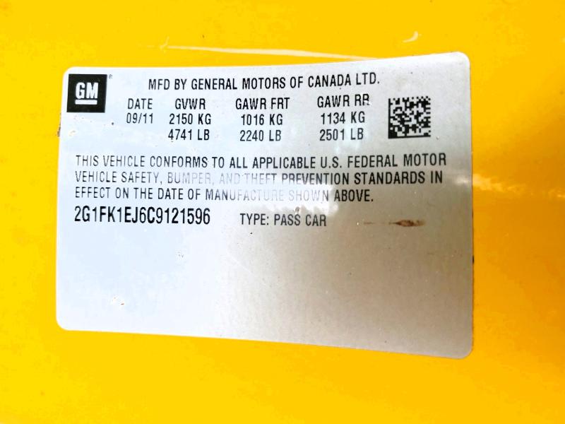 64253096 :رقم المزاد ، 2G1FK1EJ6C9121596 vin ، 2012 Chevrolet Camaro مزاد بيع