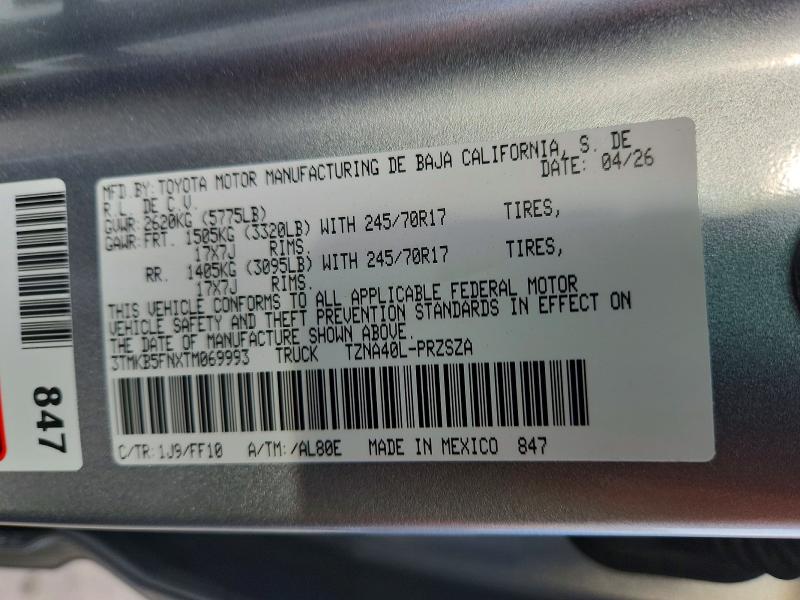Aukcja sprzedaży 2026 Toyota Tacoma, vin: 3TMKB5FNXTM069993, numer aukcji: 67036346