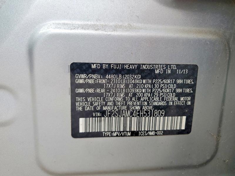64011326 :رقم المزاد ، JF2SJAMC4EH531809 vin ، 2014 Subaru Forester مزاد بيع
