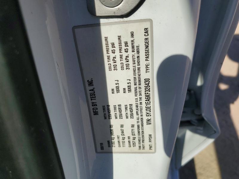Продажа на аукционе авто 2019 Tesla Model 3, vin: 5YJ3E1EA6KF326430, номер лота: 65320526