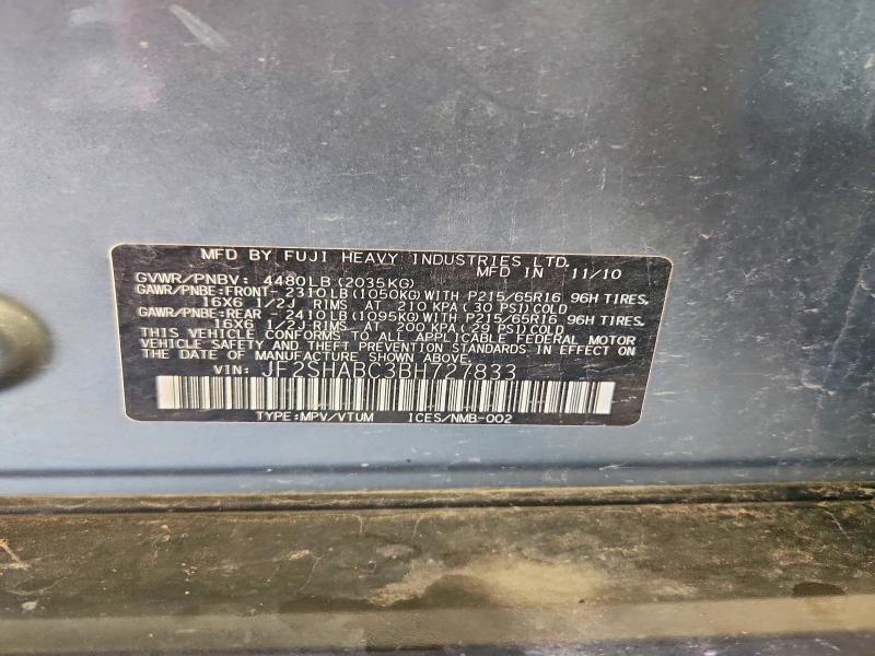Продажа на аукционе авто 2011 Subaru Forester, vin: JF2SHABC3BH727833, номер лота: 63828276