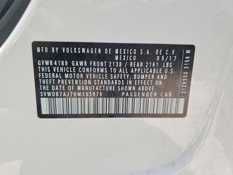 66133056 :رقم المزاد ، 3VWDB7AJ7HM393979 vin ، 2017 Volkswagen Jetta مزاد بيع