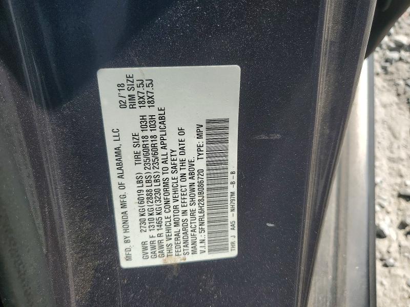 Aukcja sprzedaży 2018 Honda Odyssey, vin: 5FNRL6H28JB086720, numer aukcji: 67127606