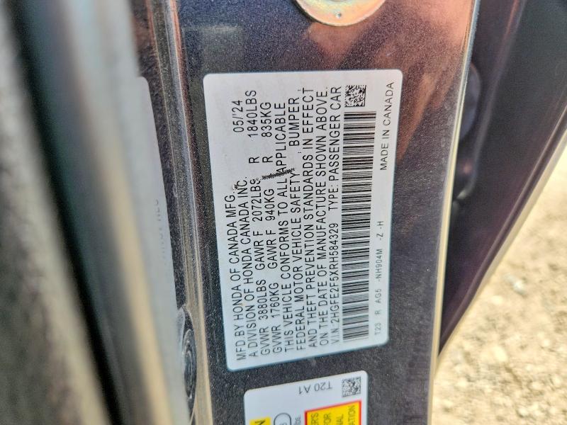 Продажа на аукционе авто 2024 Honda Civic, vin: 2HGFE2F5XRH584329, номер лота: 66287266