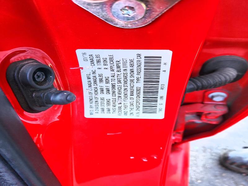 62542456 :رقم المزاد ، 2HGFC2F51GH562822 vin ، 2016 Honda Civic مزاد بيع