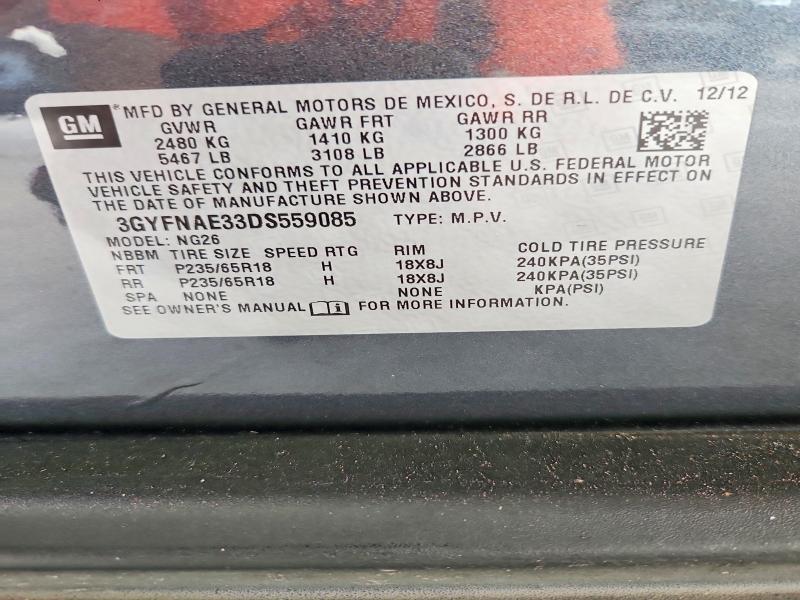 Aukcja sprzedaży 2013 Cadillac Srx, vin: 3GYFNAE33DS559085, numer aukcji: 64279716