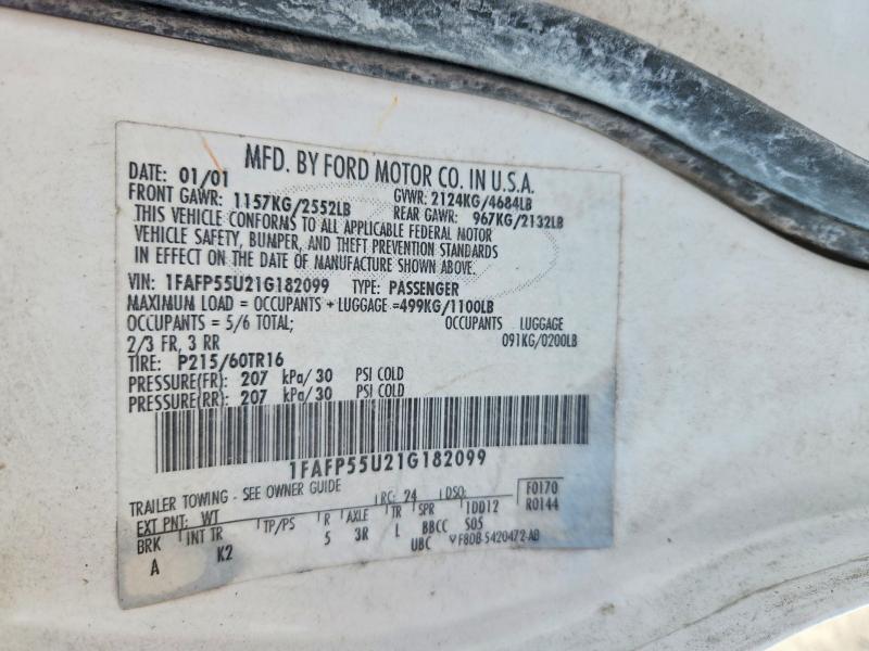 Aukcja sprzedaży 2001 Ford Taurus, vin: 1FAFP55U21G182099, numer aukcji: 66101166