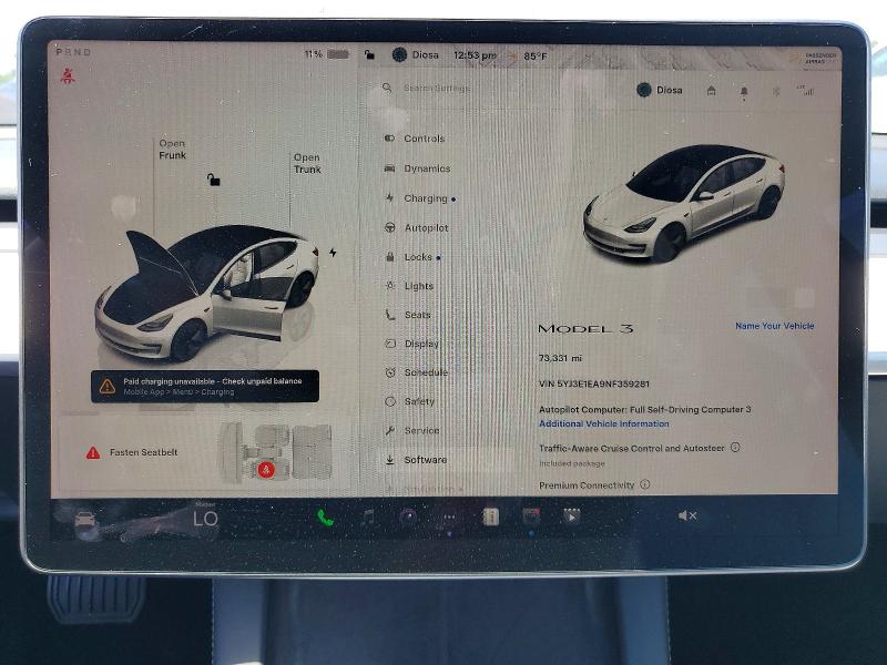 Продажа на аукционе авто 2022 Tesla Model 3, vin: 5YJ3E1EA9NF359281, номер лота: 65406326