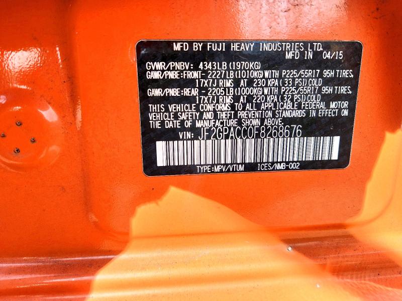 67323496 :رقم المزاد ، JF2GPACC0F8268676 vin ، 2015 Subaru Xv Crosstrek مزاد بيع