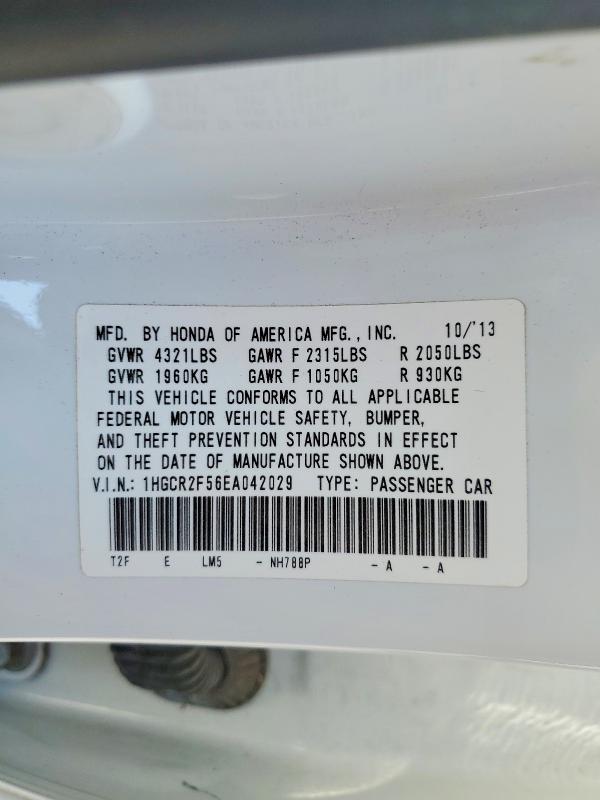 64610466 :رقم المزاد ، 1HGCR2F56EA042029 vin ، 2014 Honda Accord مزاد بيع