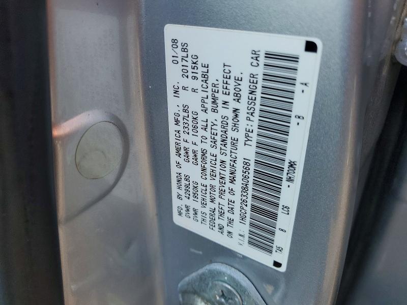 Aukcja sprzedaży 2008 Honda Accord, vin: 1HGCP26338A065681, numer aukcji: 63728046