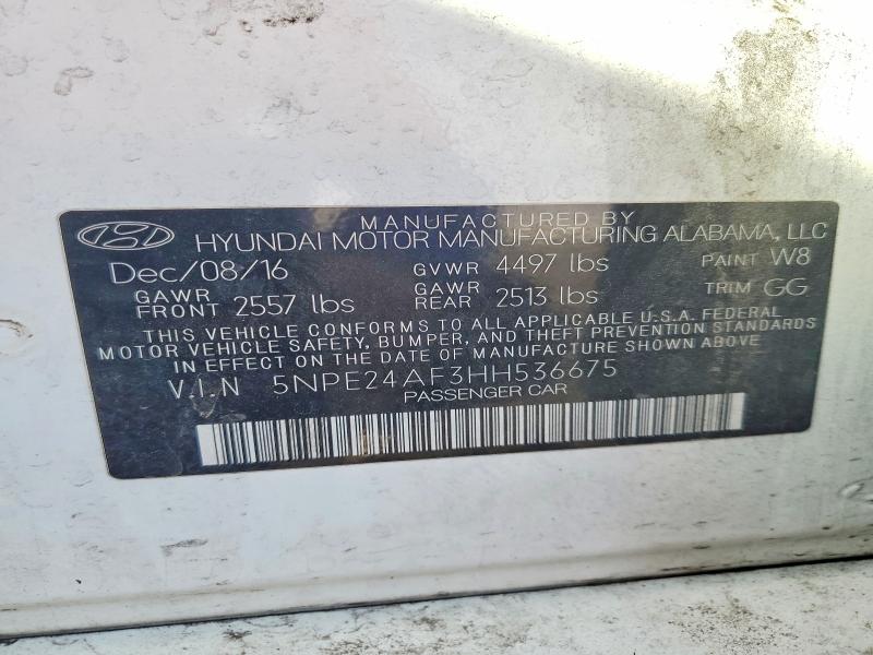 66437156 :رقم المزاد ، 5NPE24AF3HH536675 vin ، 2017 Hyundai Sonata مزاد بيع