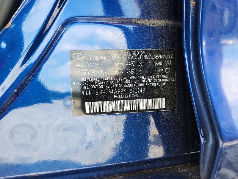2019 Hyundai Sonata მანქანა იყიდება აუქციონზე, vin: 5NPE34AF9KH820249, აუქციონის ნომერი: 66181906