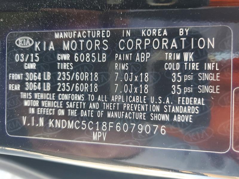 Aukcja sprzedaży 2015 Kia Sedona, vin: KNDMC5C18F6079076, numer aukcji: 66763916