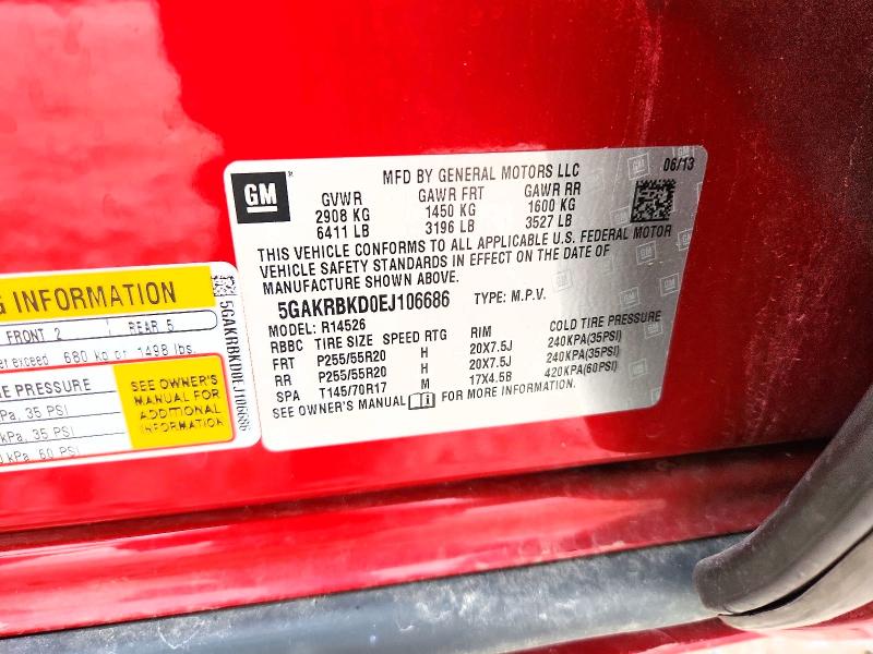2014 Buick Enclave მანქანა იყიდება აუქციონზე, vin: 5GAKRBKD0EJ106686, აუქციონის ნომერი: 63673446