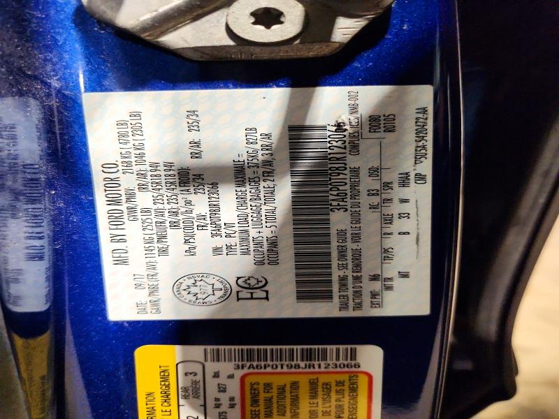 Aukcja sprzedaży 2018 Ford Fusion, vin: 3FA6P0T98JR123066, numer aukcji: 65254886