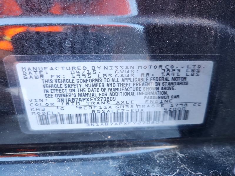 2015 Nissan Sentra მანქანა იყიდება აუქციონზე, vin: 3N1AB7APXFY270809, აუქციონის ნომერი: 66623116