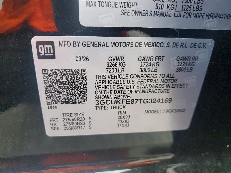 2026 Chevrolet Silverado მანქანა იყიდება აუქციონზე, vin: 3GCUKFE87TG324169, აუქციონის ნომერი: 64817996