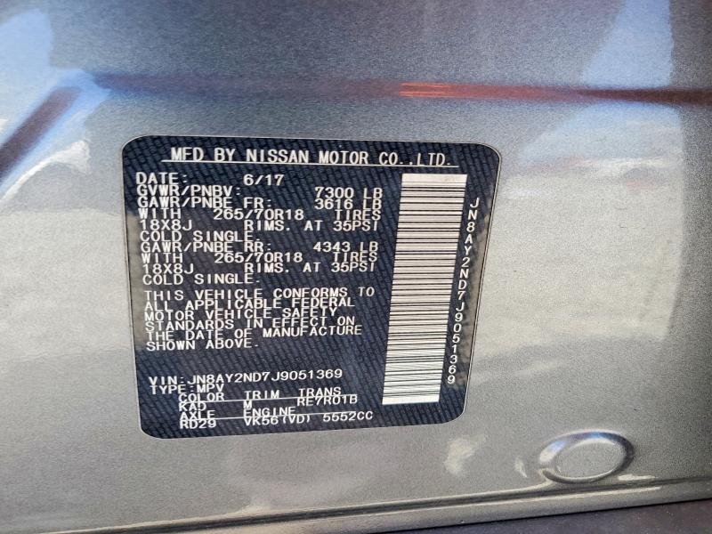 2018 Nissan Armada მანქანა იყიდება აუქციონზე, vin: JN8AY2ND7J9051369, აუქციონის ნომერი: 66538496