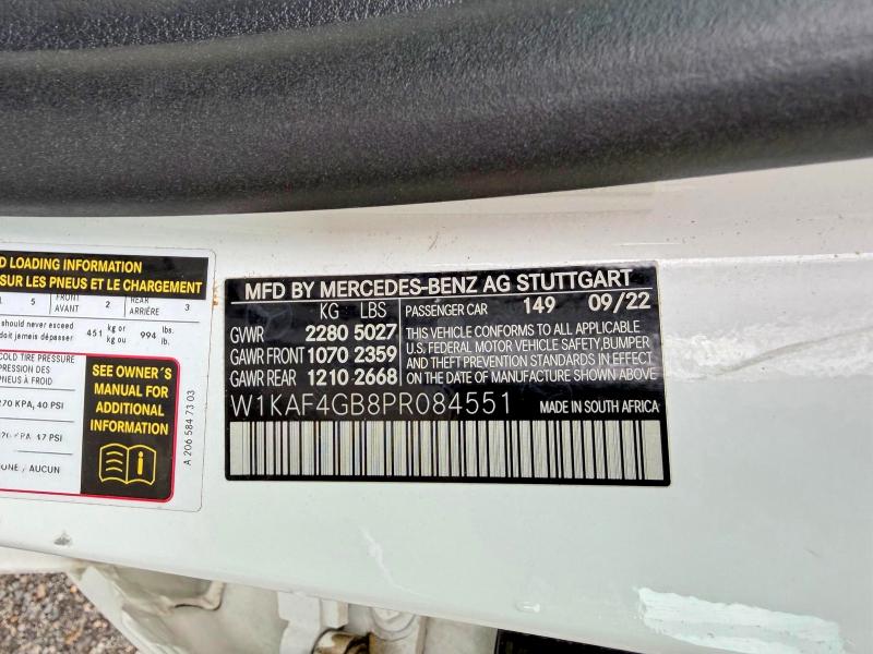 66908966 :رقم المزاد ، W1KAF4GB8PR084551 vin ، 2023 Mercedes-benz C مزاد بيع