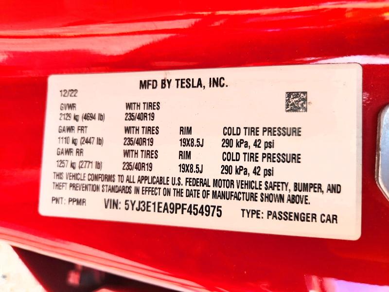 Aukcja sprzedaży 2023 Tesla Model 3, vin: 5YJ3E1EA9PF454975, numer aukcji: 64764656