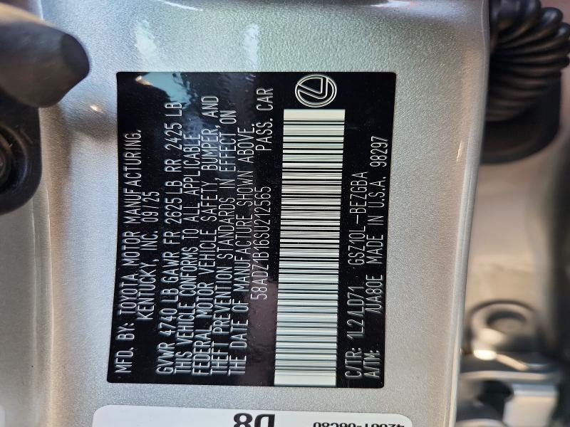 65108776 :رقم المزاد ، 58ADZ1B16SU212565 vin ، 2025 Lexus Es 350 مزاد بيع