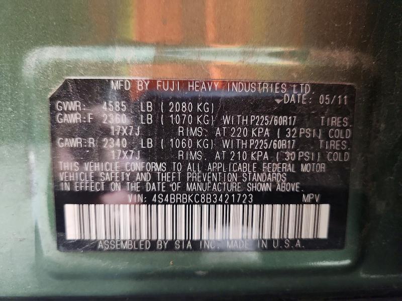 Aukcja sprzedaży 2011 Subaru Outback, vin: 4S4BRBKC8B3421723, numer aukcji: 67192016