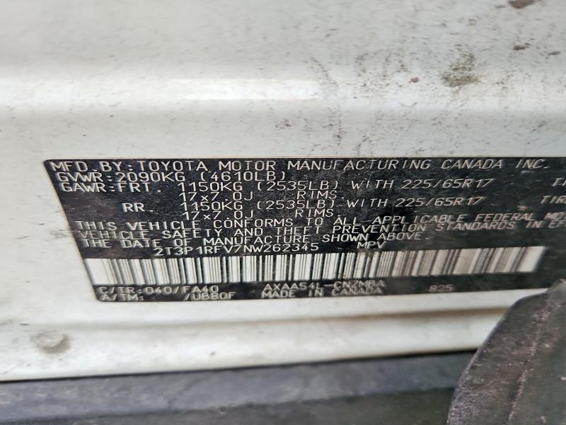 Aukcja sprzedaży 2022 Toyota Rav4, vin: 2T3P1RFV7NW262345, numer aukcji: 62524326