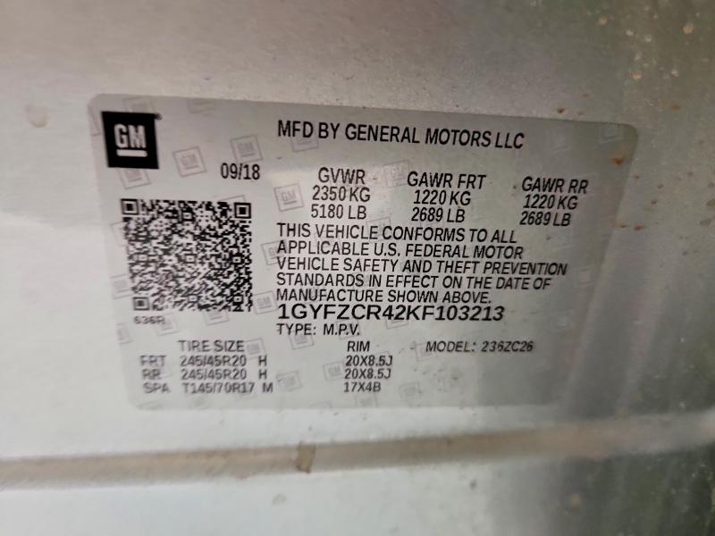 2019 Cadillac Xt4 მანქანა იყიდება აუქციონზე, vin: 1GYFZCR42KF103213, აუქციონის ნომერი: 64988426