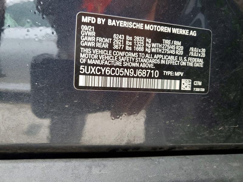 64486986 :رقم المزاد ، 5UXCY6C05N9J68710 vin ، 2022 Bmw X6 مزاد بيع