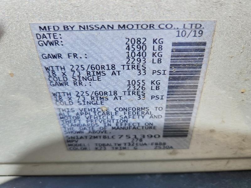 Продаж на аукціоні авто 2020 Nissan Rogue, vin: 5N1AT2MT8LC751390, номер лоту: 66695926