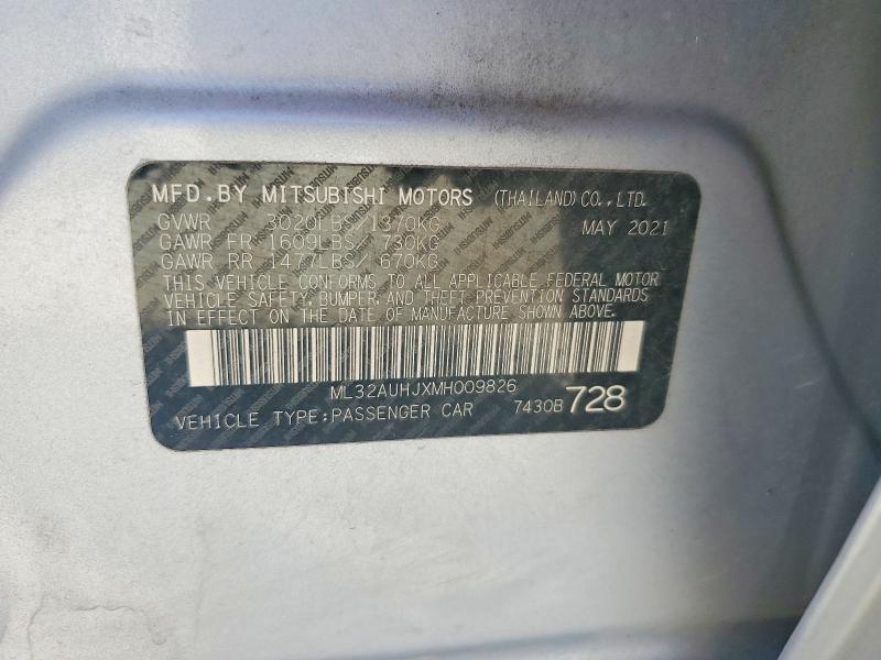 65903656 :رقم المزاد ، ML32AUHJXMH009826 vin ، 2021 Mitsubishi Mirage مزاد بيع