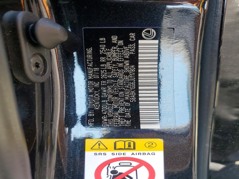 Продажа на аукционе авто 2018 Lexus Es, vin: 58ABK1GG6JU117804, номер лота: 64945276