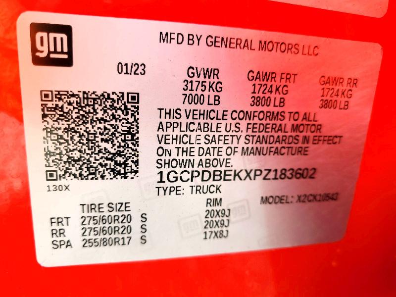 Aukcja sprzedaży 2023 Chevrolet Silverado, vin: 1GCPDBEKXPZ183602, numer aukcji: 65950876