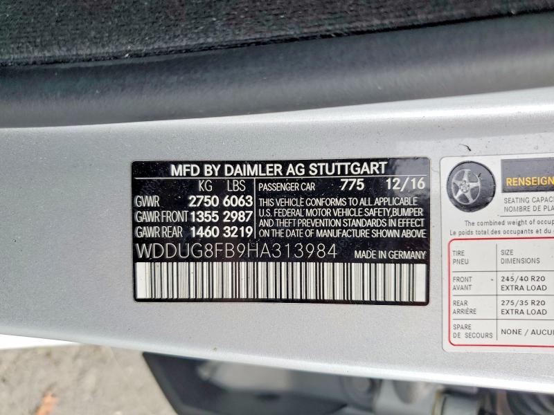Продаж на аукціоні авто 2017 Mercedes-benz S, vin: WDDUG8FB9HA313984, номер лоту: 67123666