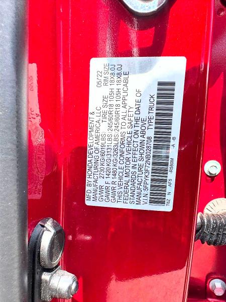 2022 Honda Ridgeline მანქანა იყიდება აუქციონზე, vin: 5FPYK3F72NB028708, აუქციონის ნომერი: 64139916