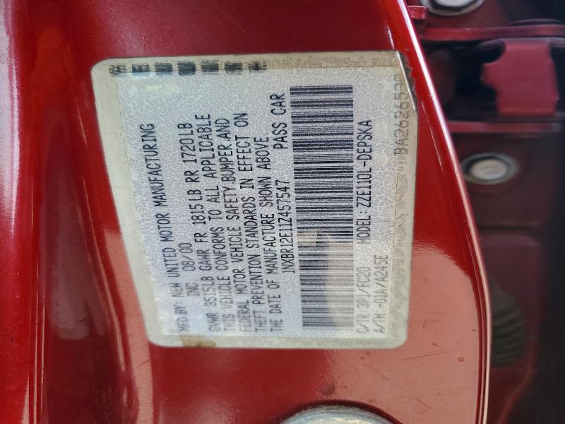 Aukcja sprzedaży 2001 Toyota Corolla, vin: 1NXBR12E11Z457547, numer aukcji: 64264196