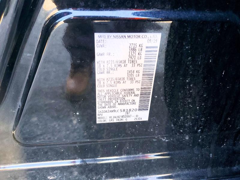 64480726 :رقم المزاد ، 5N1DR2AN9LC581820 vin ، 2020 Nissan Pathfinder مزاد بيع