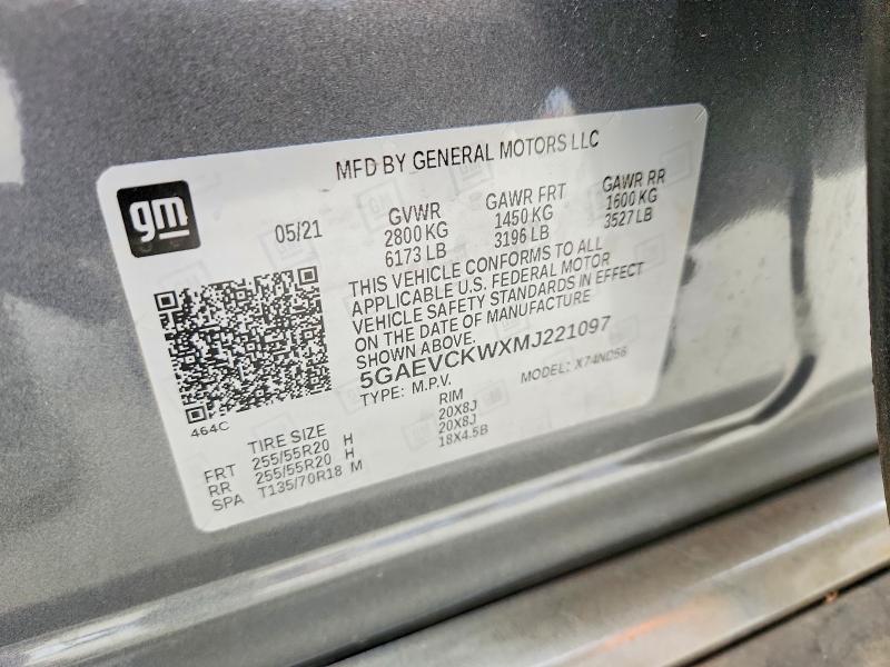 Aukcja sprzedaży 2021 Buick Enclave, vin: 5GAEVCKWXMJ221097, numer aukcji: 66992456