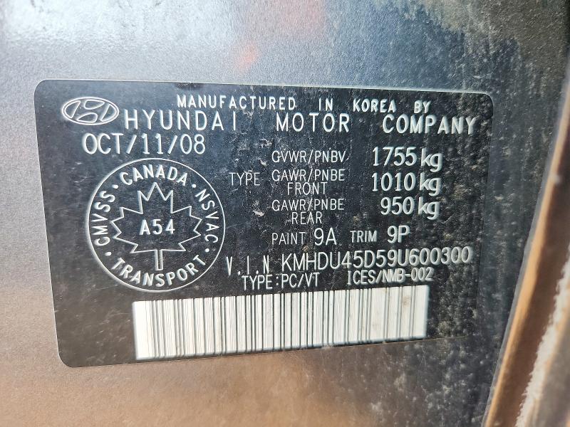 63911006 :رقم المزاد ، KMHDU45D59U600300 vin ، 2009 Hyundai Elantra مزاد بيع