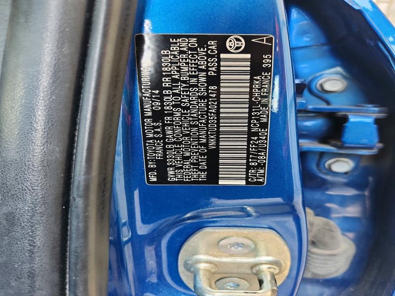 Aukcja sprzedaży 2015 Toyota Yaris, vin: VNKKTUD35FA021478, numer aukcji: 63703076