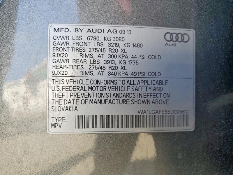 66824486 :رقم المزاد ، WA1LGAFE5ED005612 vin ، 2014 Audi Q7 مزاد بيع