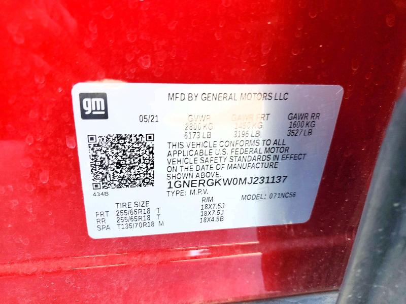Продажа на аукционе авто 2021 Chevrolet Traverse, vin: 1GNERGKW0MJ231137, номер лота: 64039236