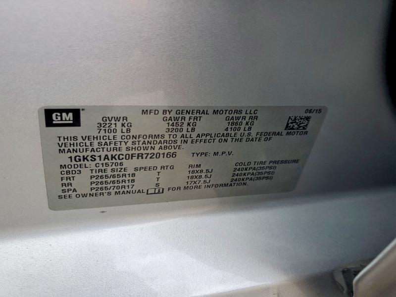 Продаж на аукціоні авто 2015 Gmc Yukon, vin: 1GKS1AKC0FR720166, номер лоту: 65878796
