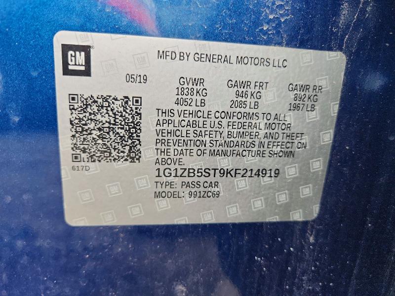 Aukcja sprzedaży 2019 Chevrolet Malibu, vin: 1G1ZB5ST9KF214919, numer aukcji: 64738086