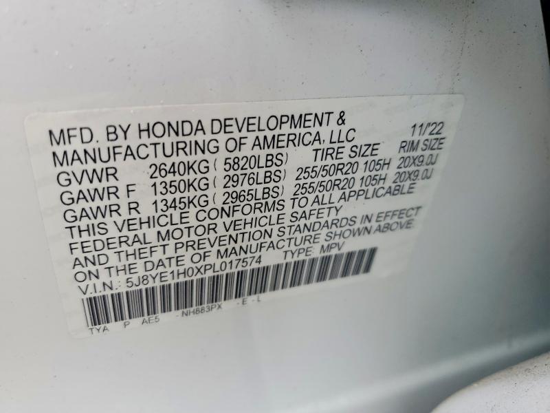 65378676 :رقم المزاد ، 5J8YE1H0XPL017574 vin ، 2023 Acura Mdx مزاد بيع