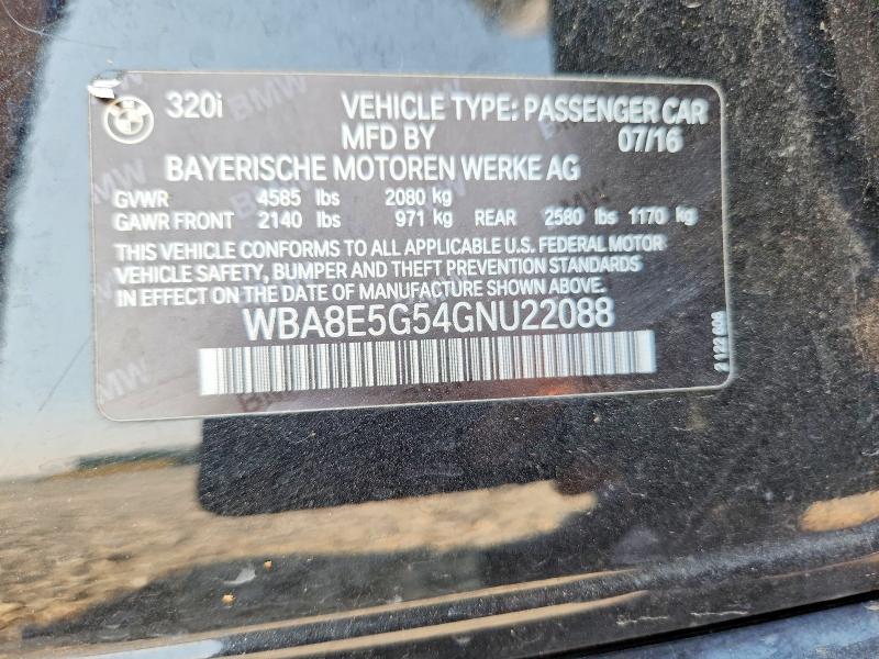 Продажа на аукционе авто 2016 Bmw 320, vin: WBA8E5G54GNU22088, номер лота: 64082996